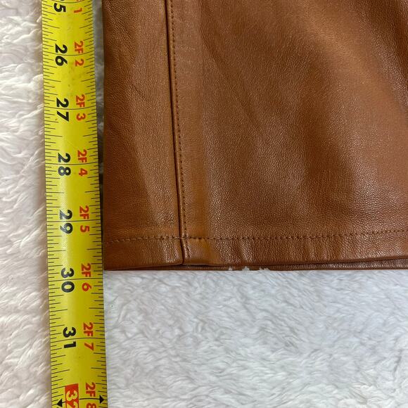 INC International Concepts Pants Womens Size 8 Brown Faux Leather Zip Button - Picture 7 of 8
